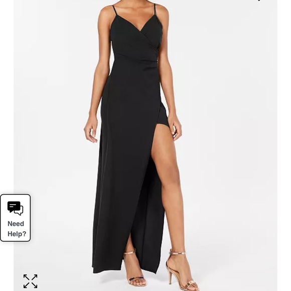 EMERALD SUNDAE Juniors' High-Slit Formal Gown Black Dress Evening Wear - Picture 5 of 13